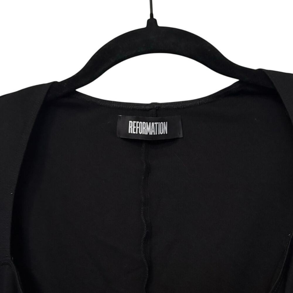 Reformation Black Shoulder Pad Adams Mini Dress Size Medium - Picture 2 of 4